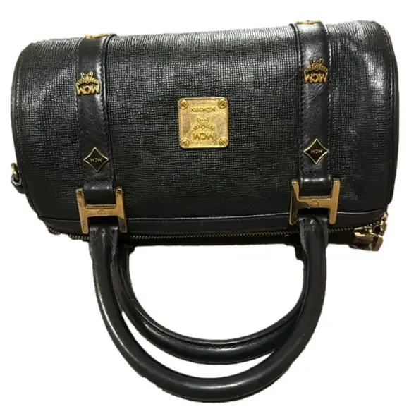 MCM Black Leather Small Boston Handbag - Picture 8 of 11